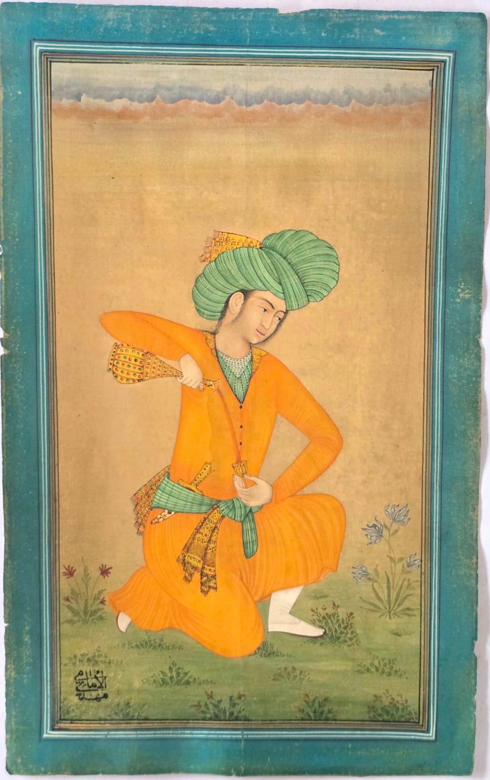Rare Mughal miniature painting of iranian prince's.